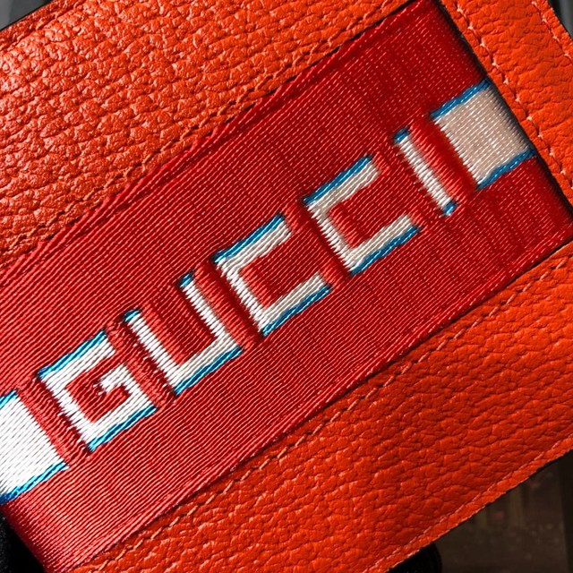 Gucci經典款錢夾錢包 408827 古馳男士雙折皮夾 提花條紋帶條裝飾 Gucci男士短夾錢包  gqy3411